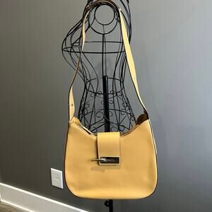 Barbara Milano Italian Smooth Leather Shoulder Handbag Purse Tan Color